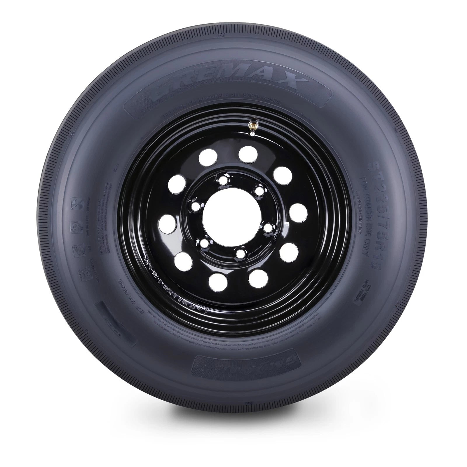 2 GREMAX ST225/75R15 Trailer Tires 14-Ply G 130M 6x5.5" Black Mod
