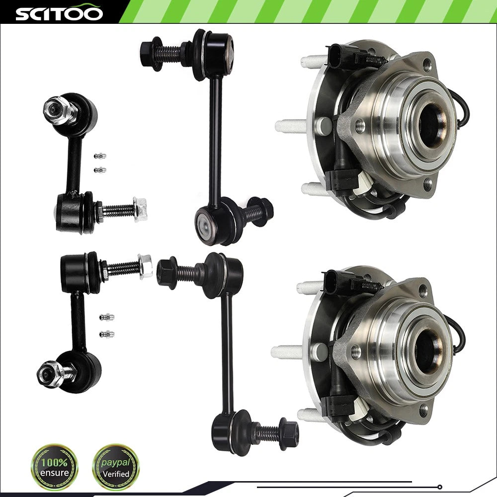 Set of 6 Front Steering Sway Bar End Links & Wheel Bearing Hub for GMC Envoy (2002–2003)