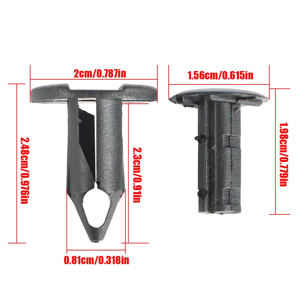 100Pcs 8mm Hole Plastic Rivets for Fender Bumper Clips Fastener
