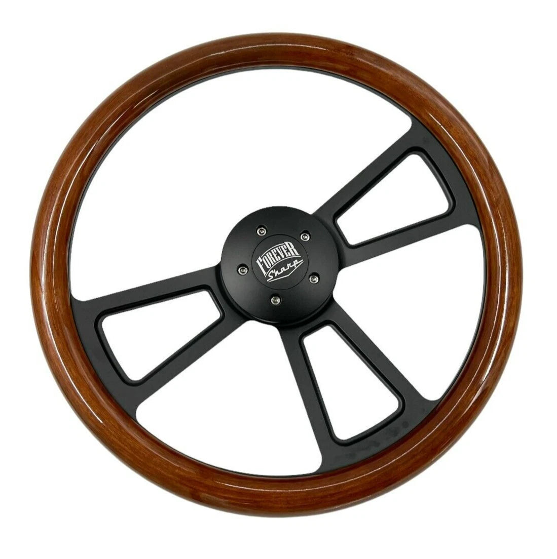 5 Hole Steering Wheel Dark Wood Wrap for Peterbilt Kenworth (2010–2025)