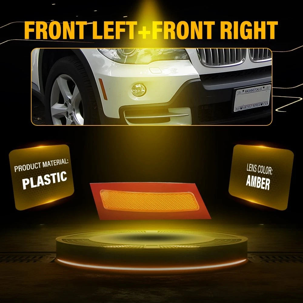 2X Side Marker Reflector Bumper Amber for BMW X5 (2007-2010)