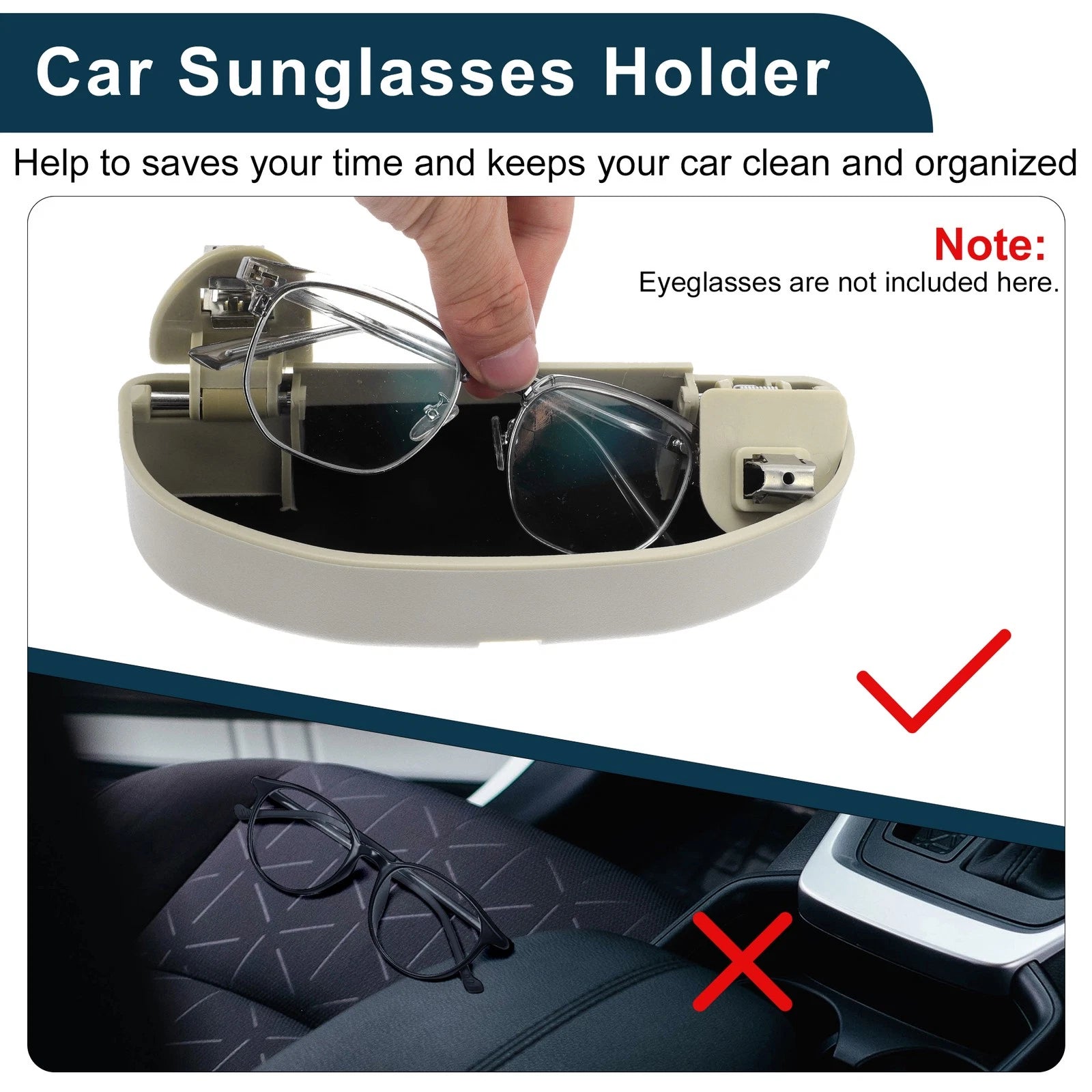 Sunglasses Case for Volkswagen Golf 6 (2009–2013) Eyeglasses Holder Beige