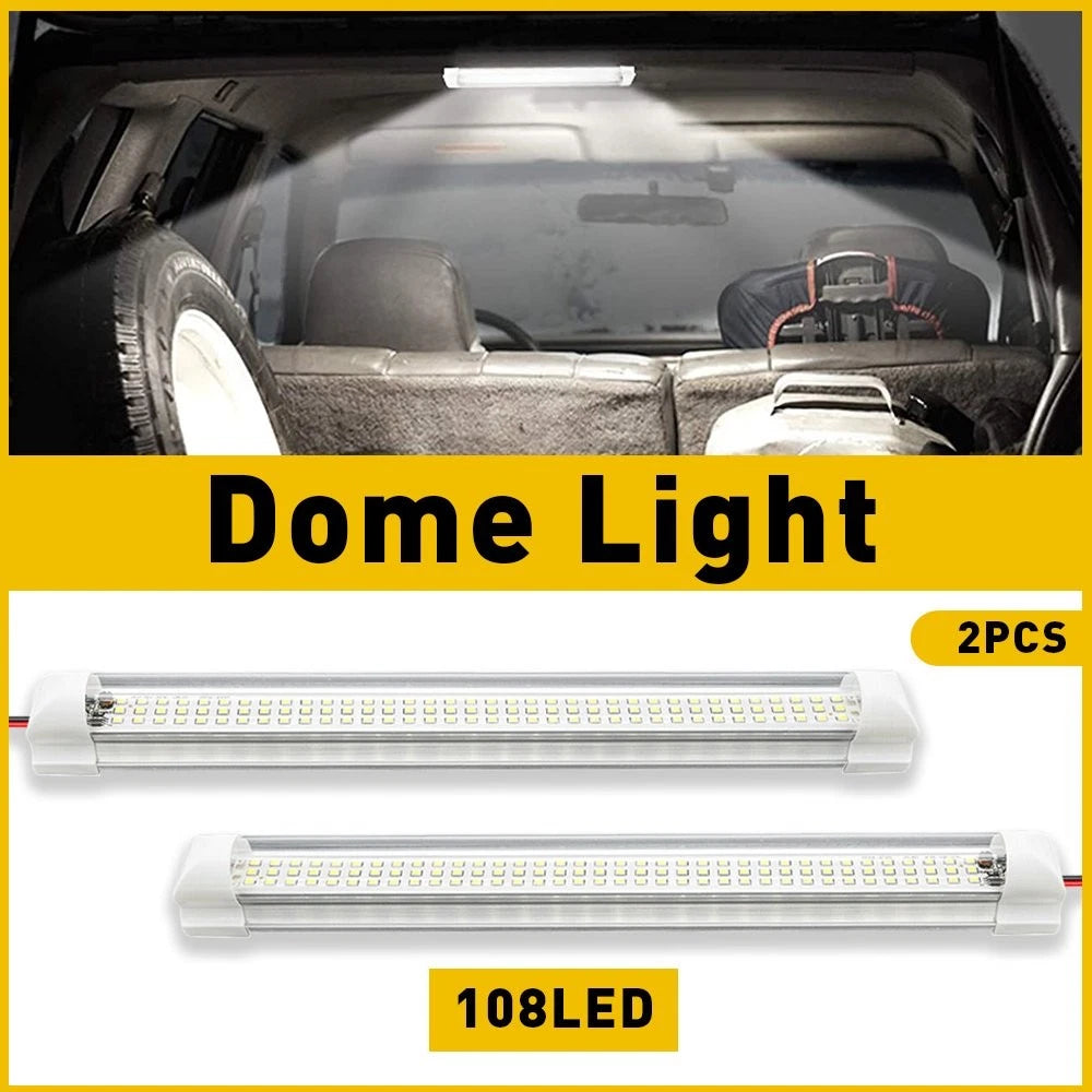 2X White LED Interior Strip Lights for Truck (Universal Fit)