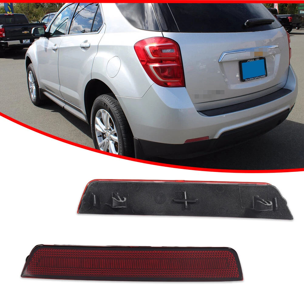 2X Red Rear Bumper Reflector Covers for Chevrolet Equinox (2010–2017)