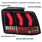 LED Tail Lights for Ford Mustang (1999–2004) - Sequential Signal, Black