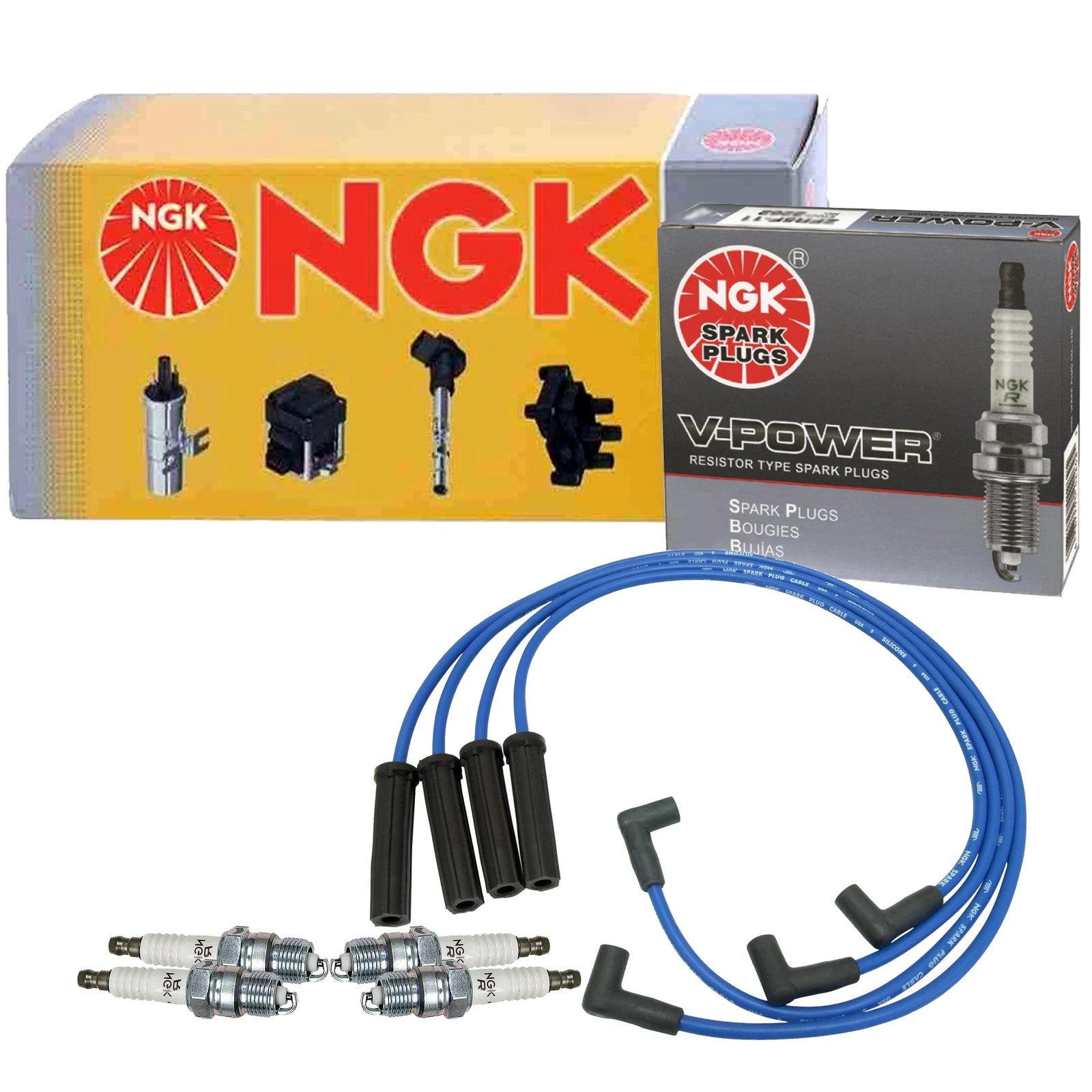 Set of 4 NGK V-Power Spark Plugs for Chevy Chevette Pontiac T1000 (1980–1987)