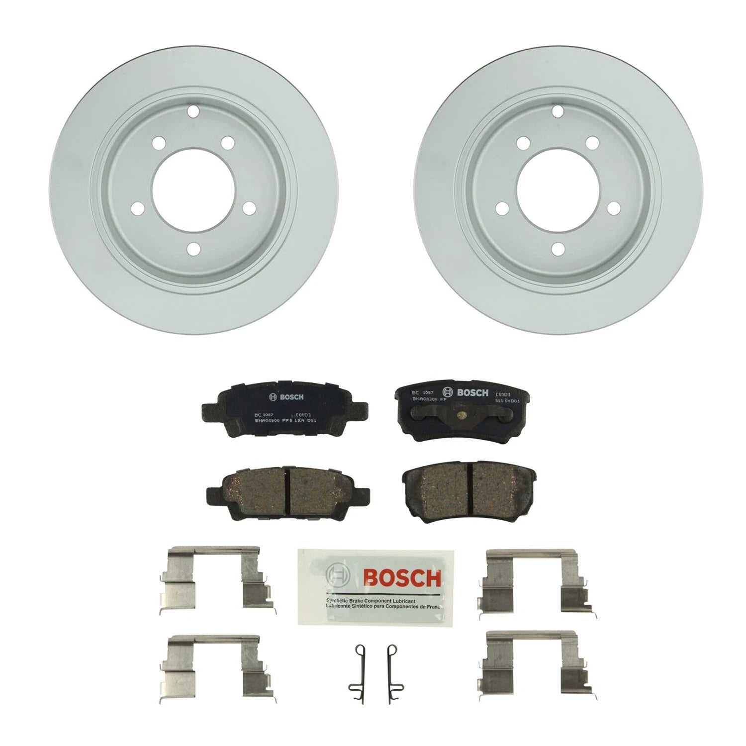 Set of 2 Bosch Rear Solid Rotors 262mm & Ceramic Brake Pads for Chrysler Dodge