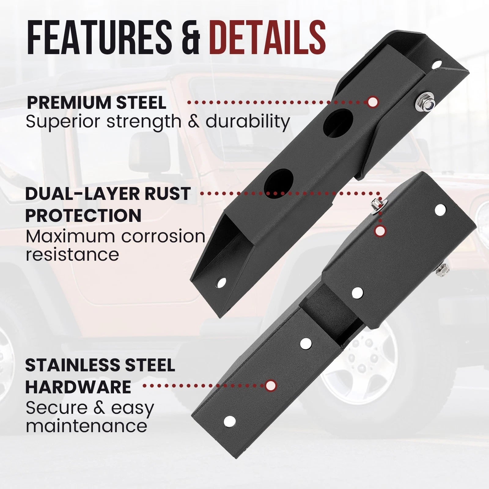 Set of 2 Rear Tailgate Door Hinge Mounting Brackets for Jeep Wrangler TJ (1997–2006)