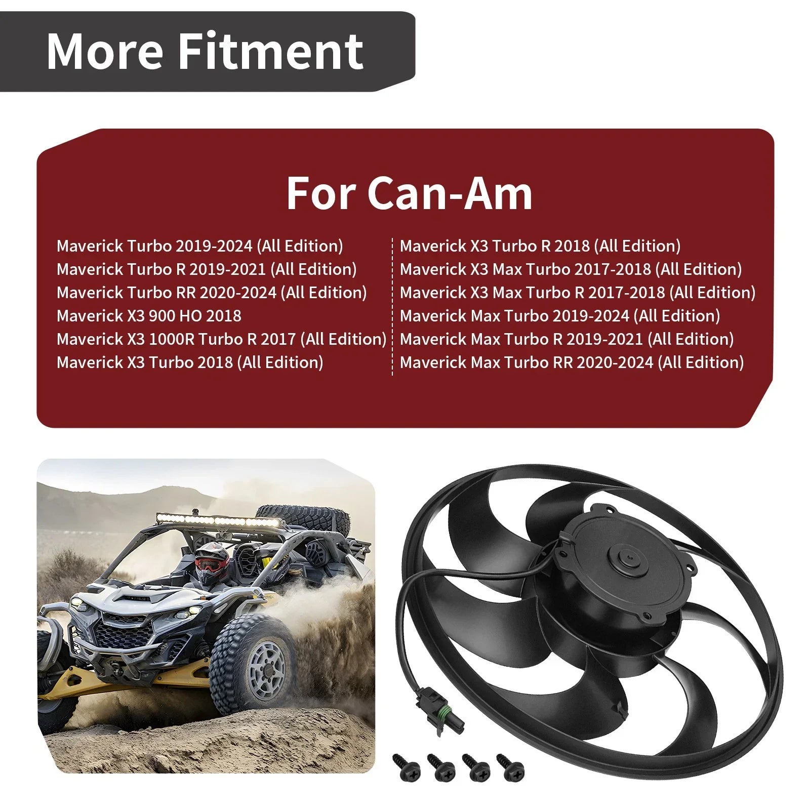 Radiator Cooling Fan for Can Am Maverick X3 Max Turbo R (2017–2024)