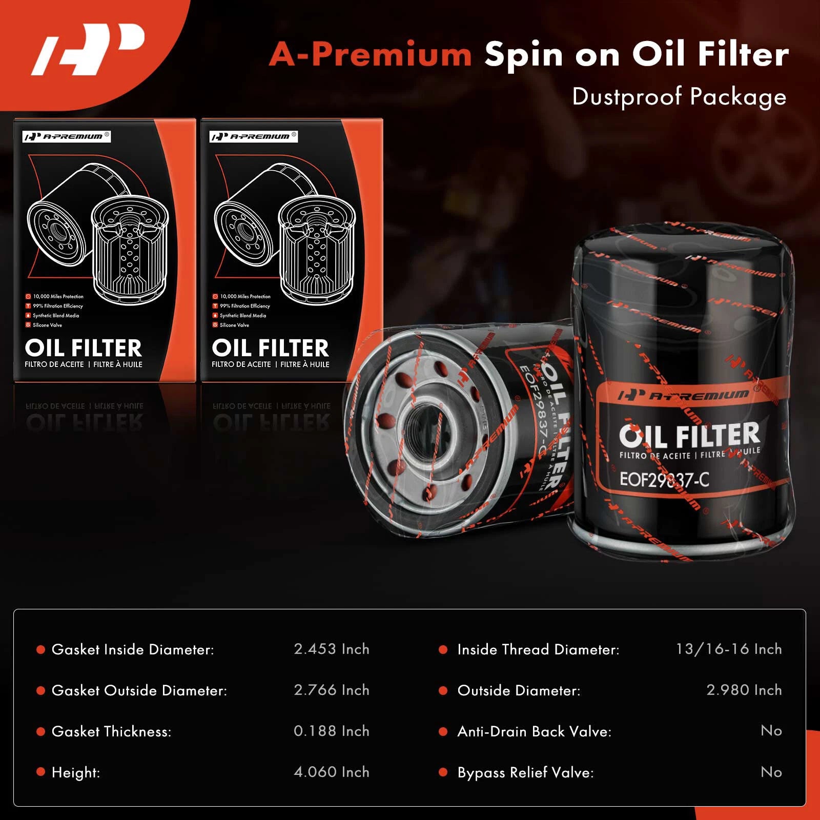 2X Engine Oil Filter for Chevy Malibu (2006-2010) Impala (2006-2011)