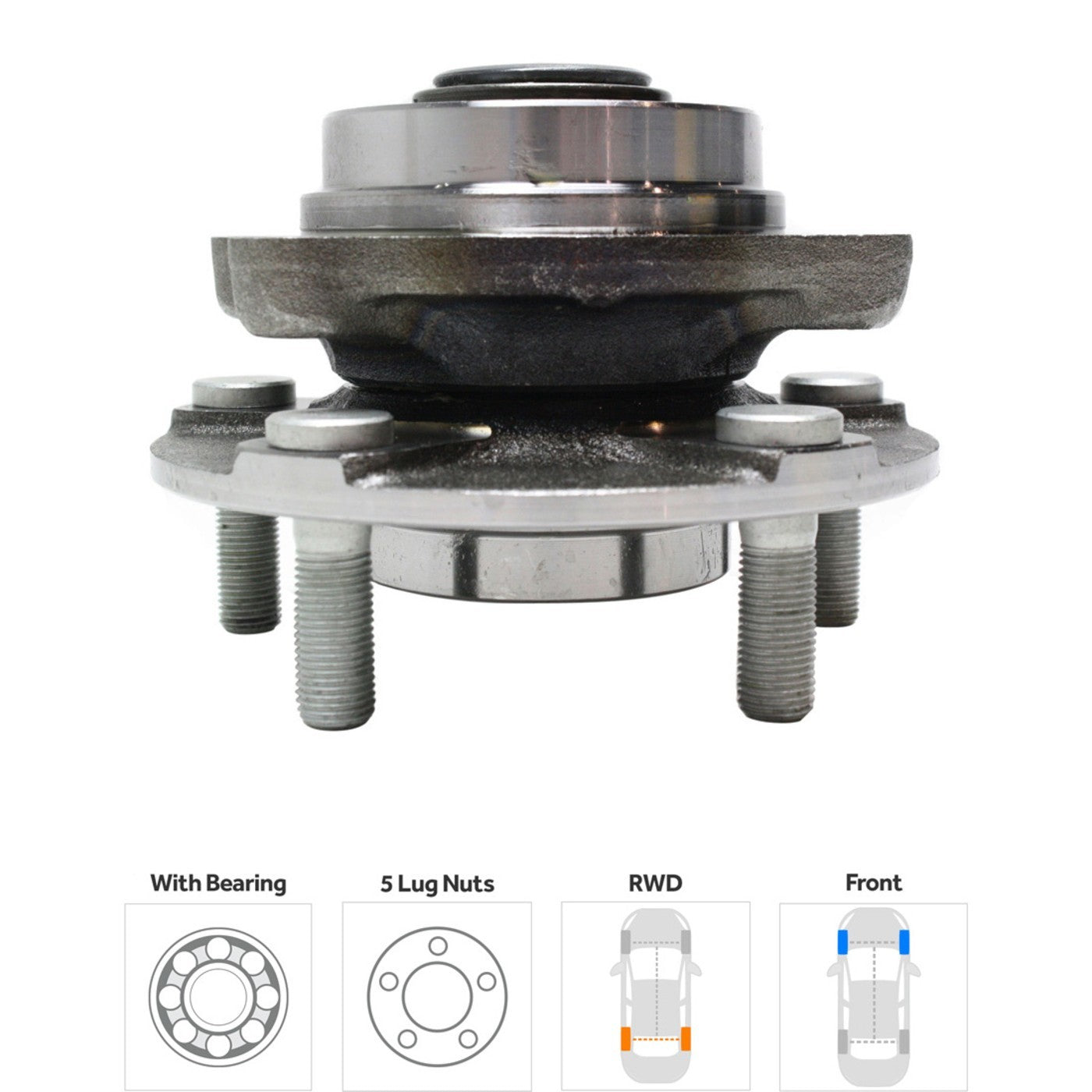 Wheel Hubs for Infiniti G35 (2003–2007) Front Left & Right 5 Lug with Bearing