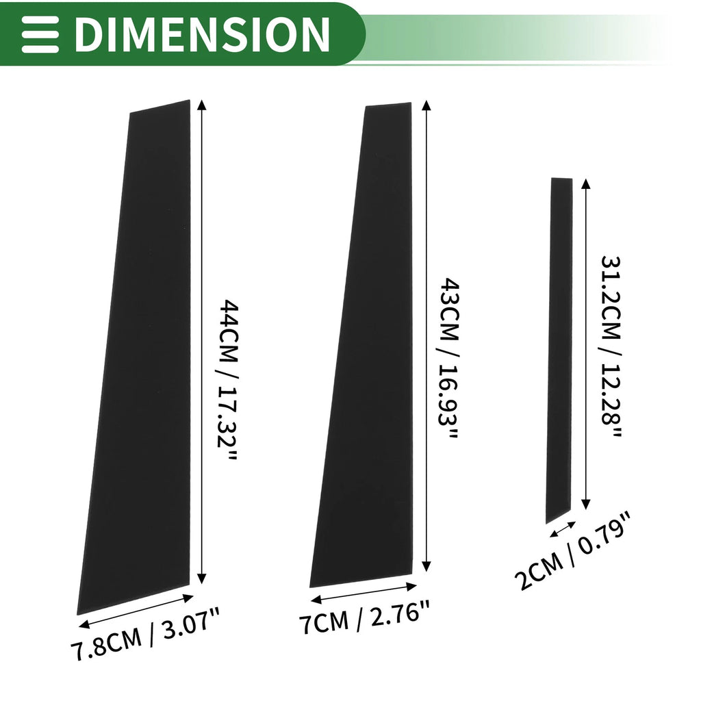6 Pcs Door Pillar Window Trim for Honda Accord (2003–2007) Black