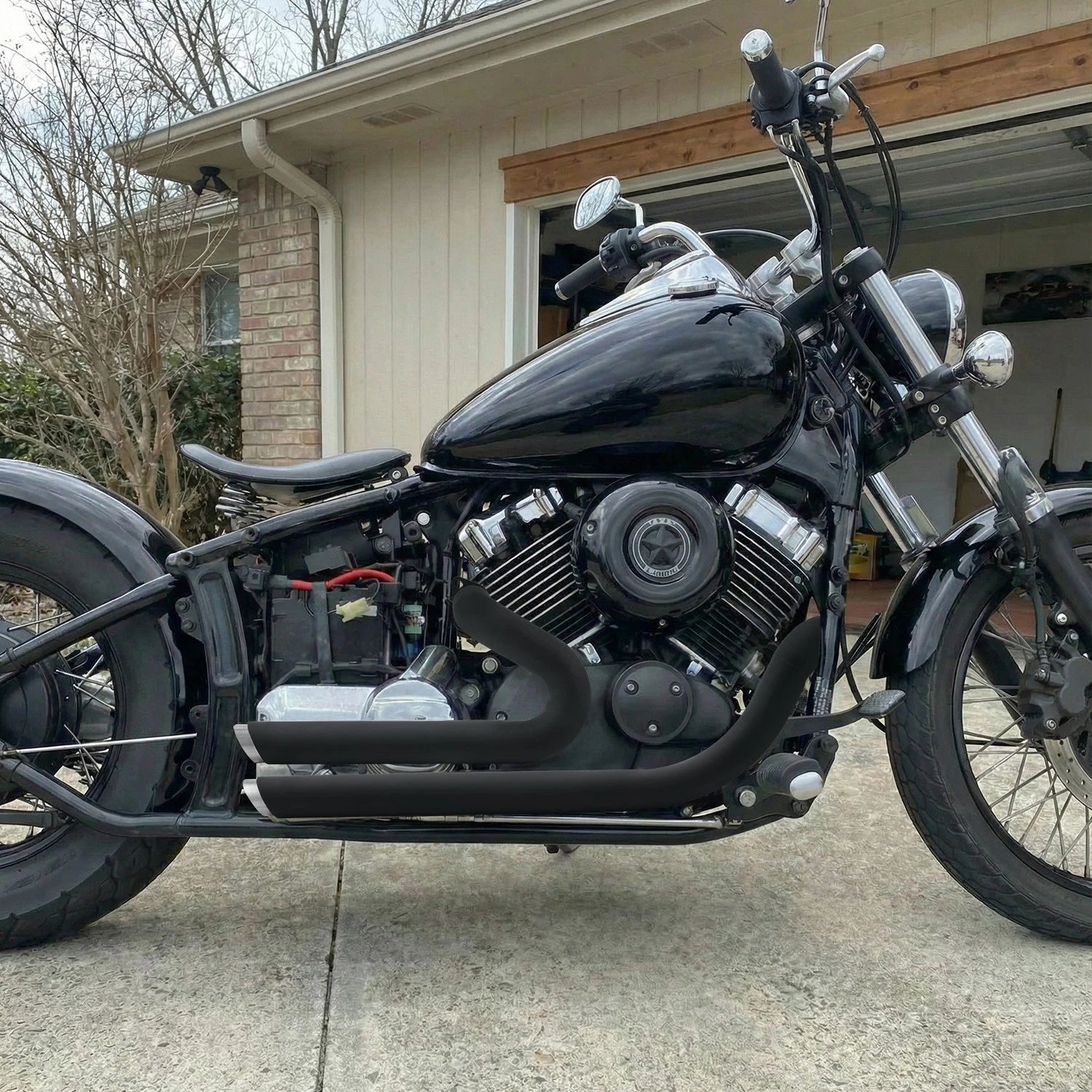 Shortshots Staggered Exhaust Pipes for Yamaha V Star 650 (XVS650)