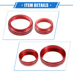 Set of 4 AC Audio Volume Tune Switch Knob Ring Covers for Ford F150 (2021–2023) Red