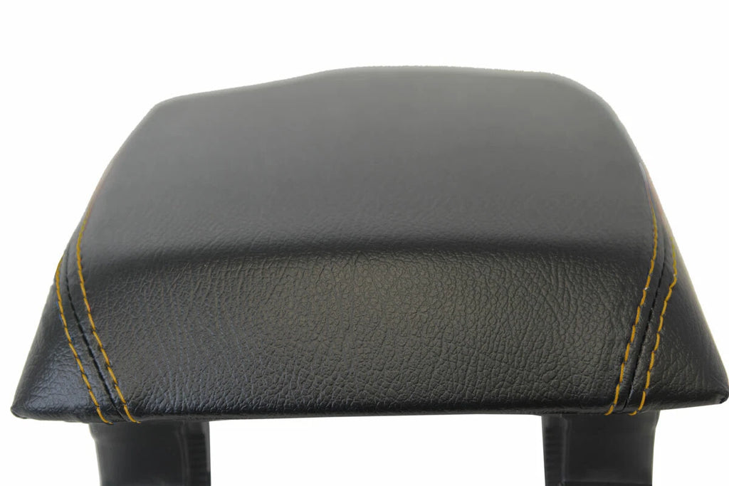Leather Console Lid Armrest Cover for BMW F30 (2014–2018) Black Beige Stitch