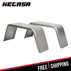 Pair of Square Silver Steel Cargo Trailer Fenders for Single Axle (14"-16")