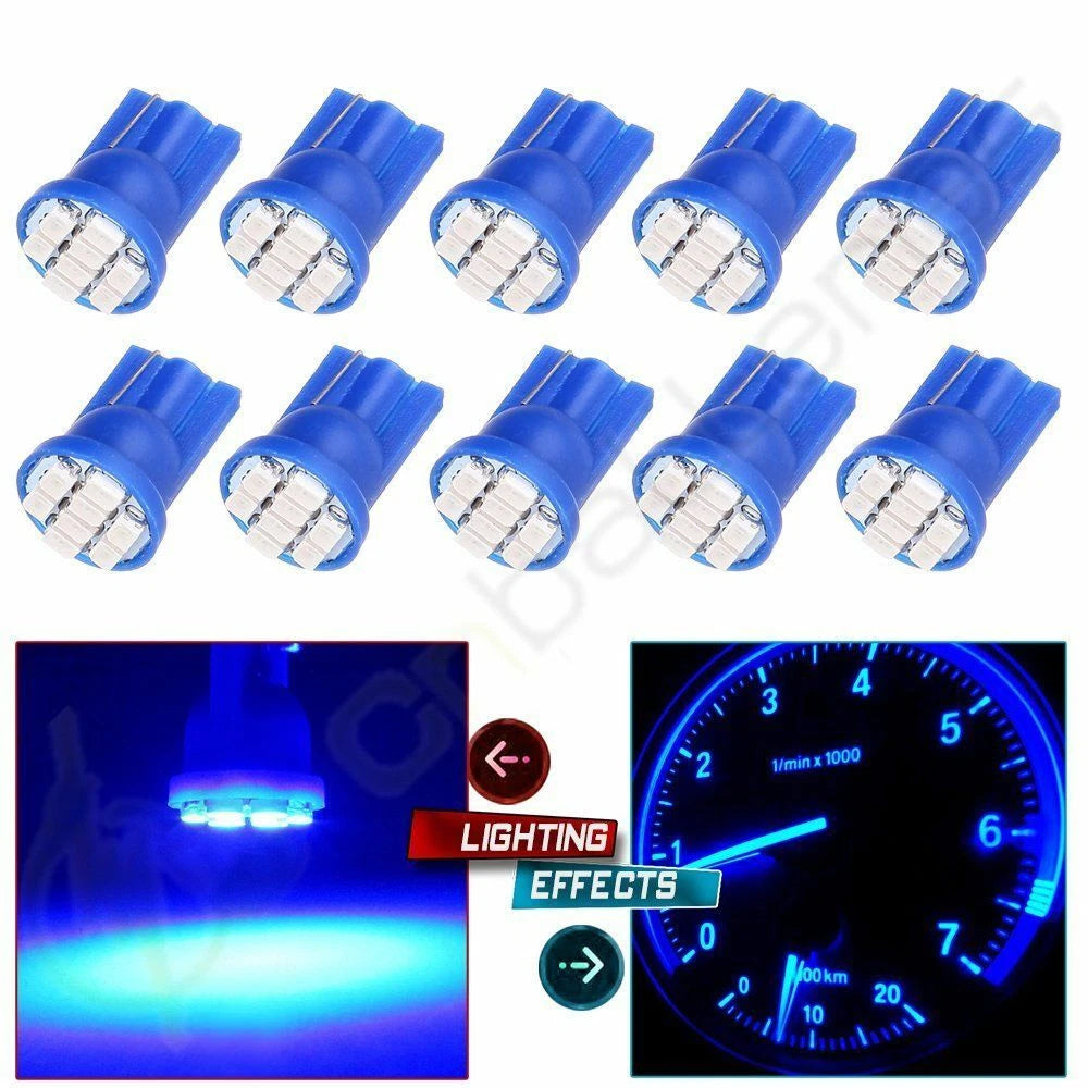 10X 168 920 W5W T10 8SMD LED License Plate Tag Light Bulbs Blue