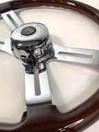 18" Dark Wood Steering Wheel Chrome Dual Spoke for Kenworth Peterbilt Freightliner (2010–2026)