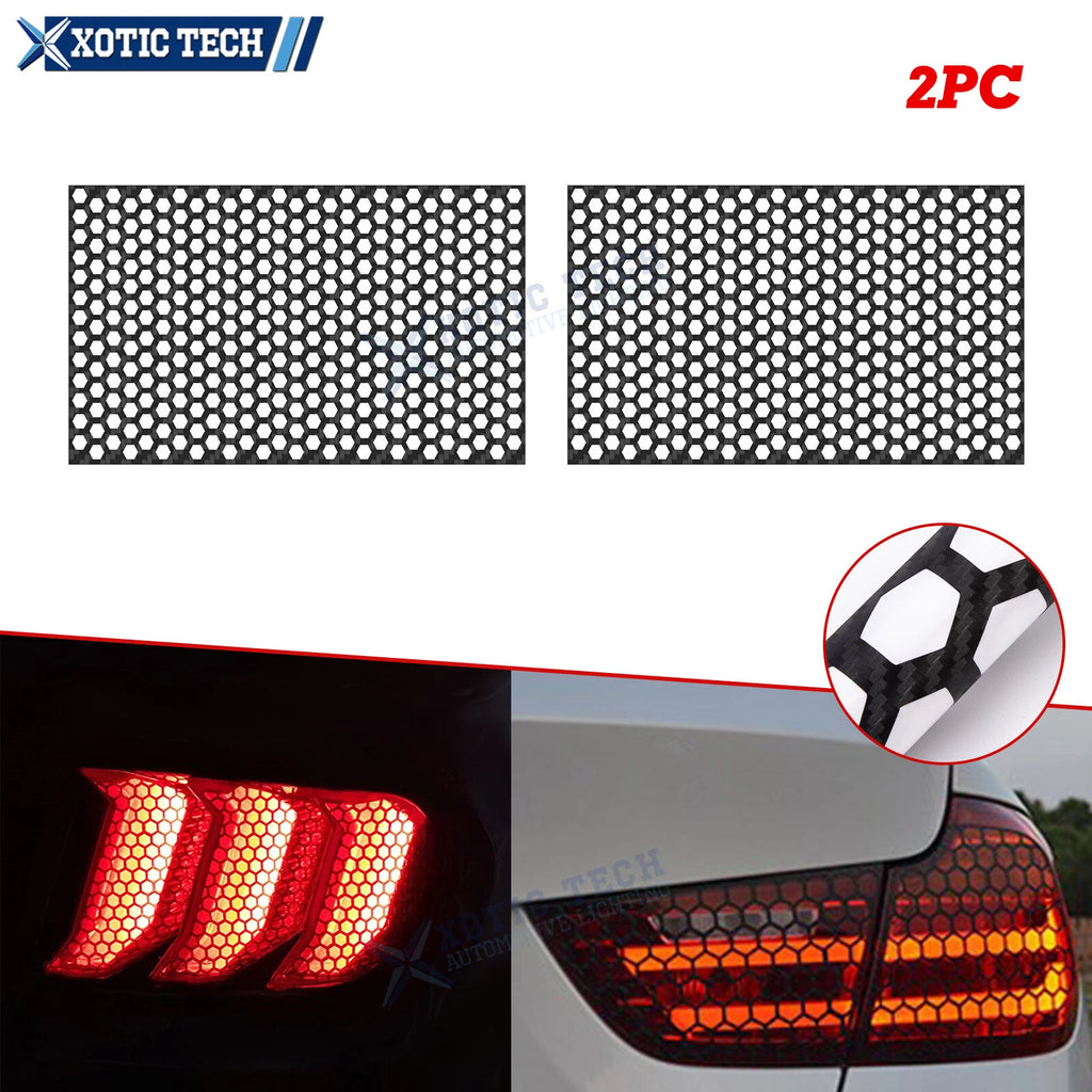 2PC Carbon Fiber Honeycomb Rear Tail Light Decor Stickers for 48×30cm