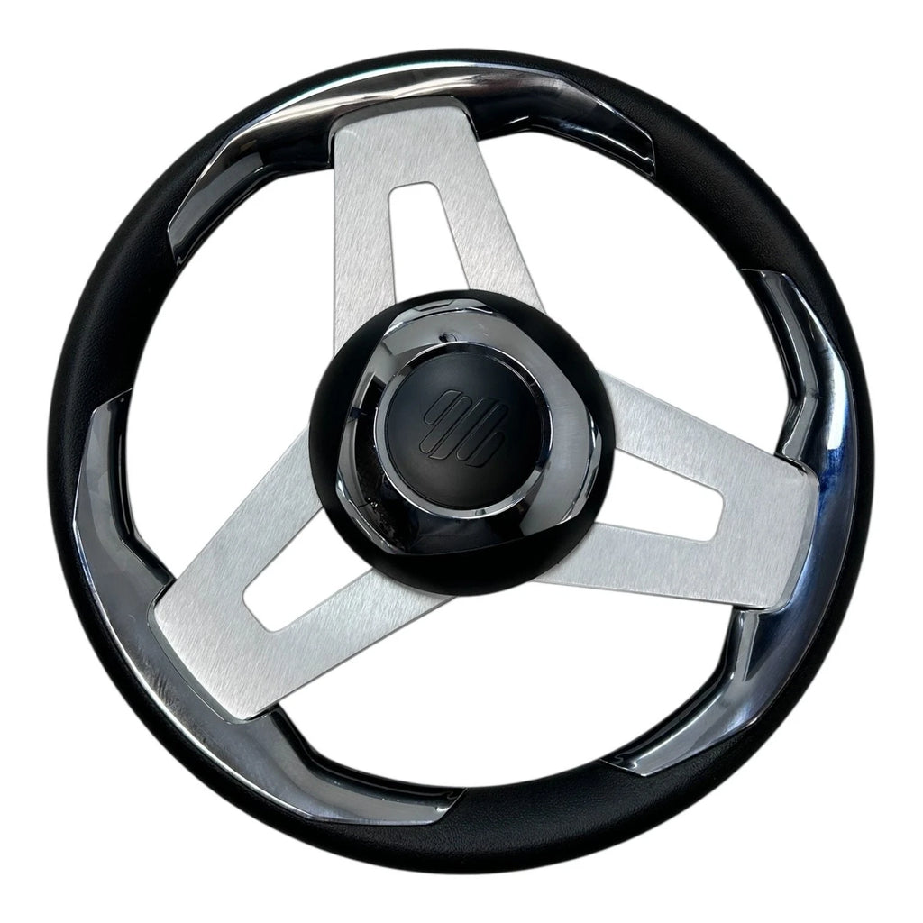 Uflex / Loredan Black & Chrome Aluminum Steering Wheel 13.75" for Universal