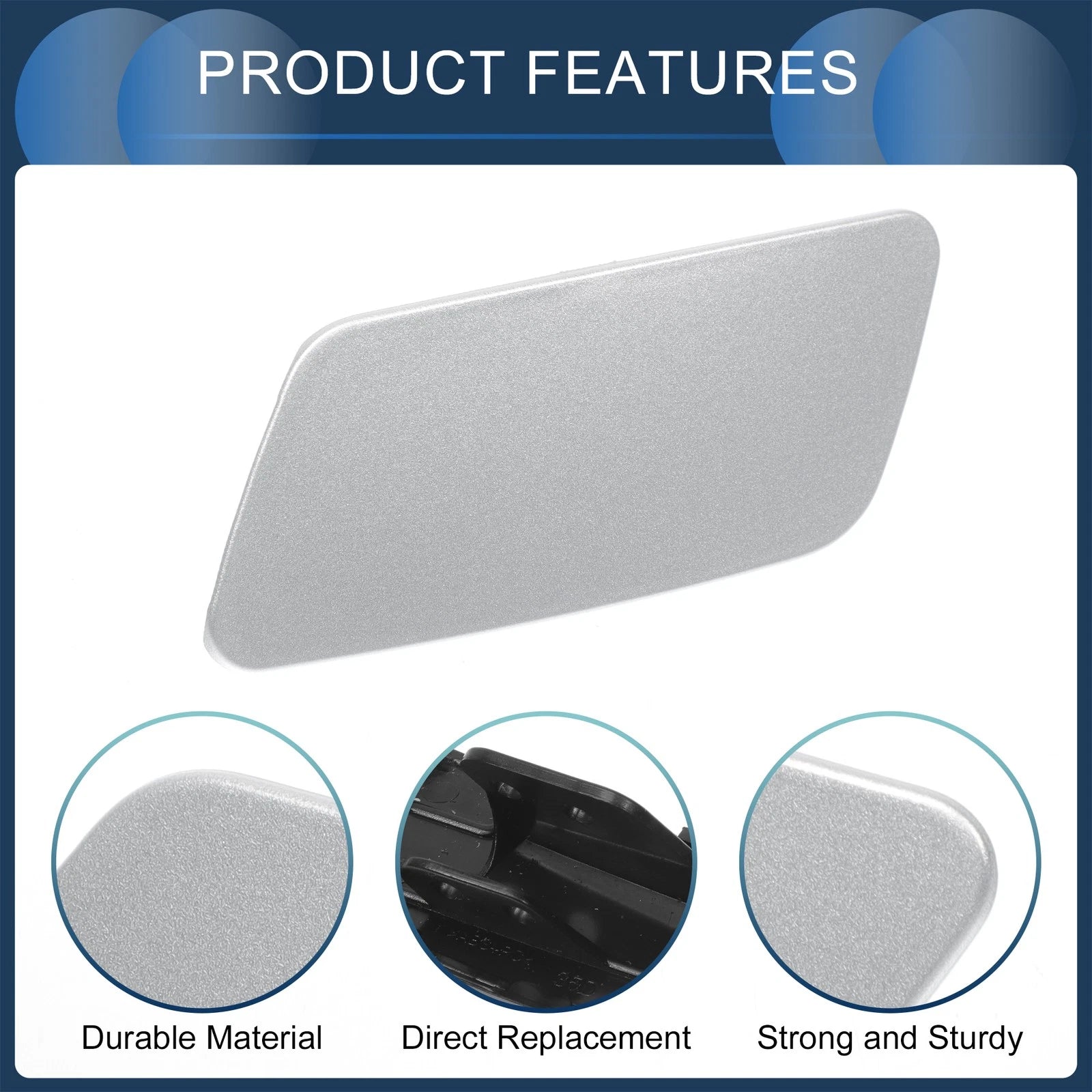 Front Right Washer Nozzle Cover Cap for Volkswagen Passat CC (2008–2012) Silver Tone