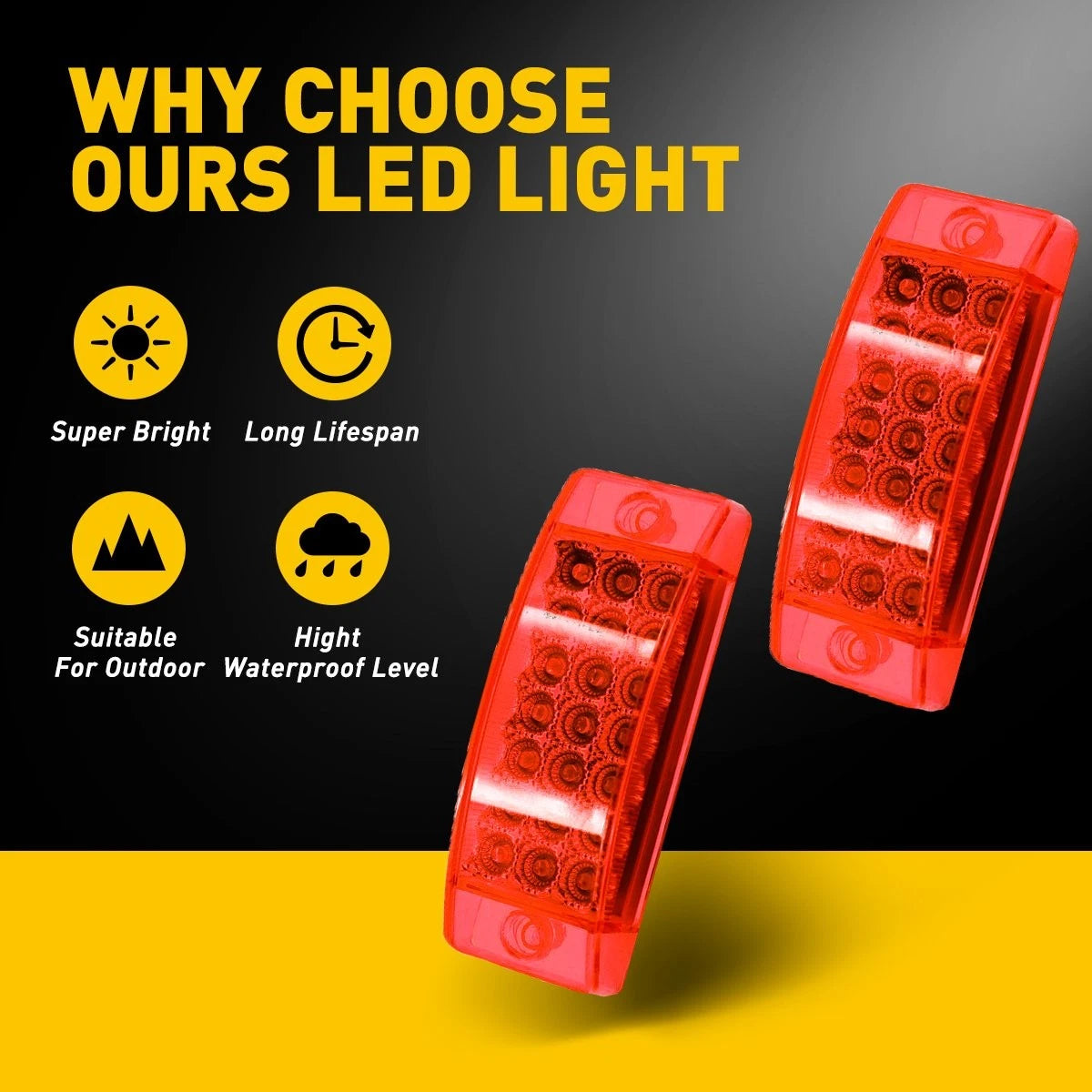 2X Amber Red 2.6" Side Marker Lights for Car Truck Trailer RV