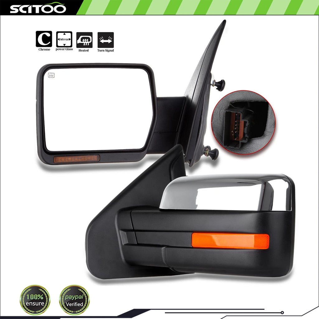 Driver Tow Power Heated Chrome Side Mirror for Ford F150 (2004–2014)