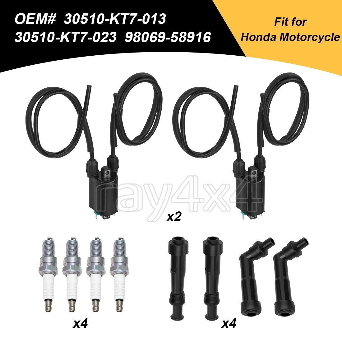 Coil Set for Honda CB750 Nighthawk (1991–2003) - Ignition Coils & Spark Plug Caps