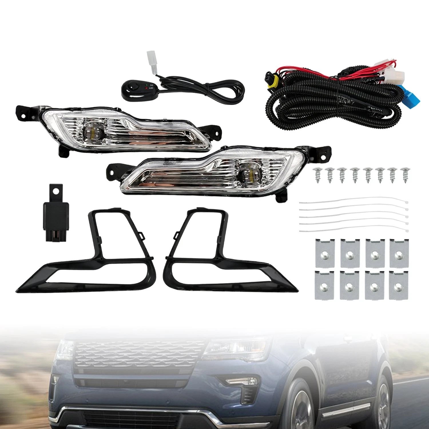 LED Fog Lights for Ford Explorer (2018–2019) - Bumper Driving Lamp w/Switch