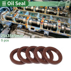 Set of 5 Oil Seal Rotary Shaft Seal FKM Rubber 25x35x5mm