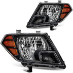 Headlight Assembly Pair for Nissan Frontier (2009–2021) Black Housing