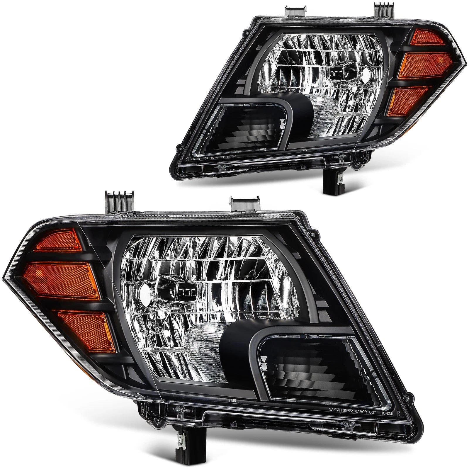 Headlight Assembly Pair for Nissan Frontier (2009–2021) Black Housing