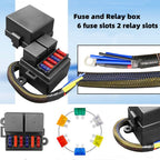 Pre-Wired Fuse Relay Box for Car Truck Boat with 2X 4-Pin 80A Relay, 6 Fuses