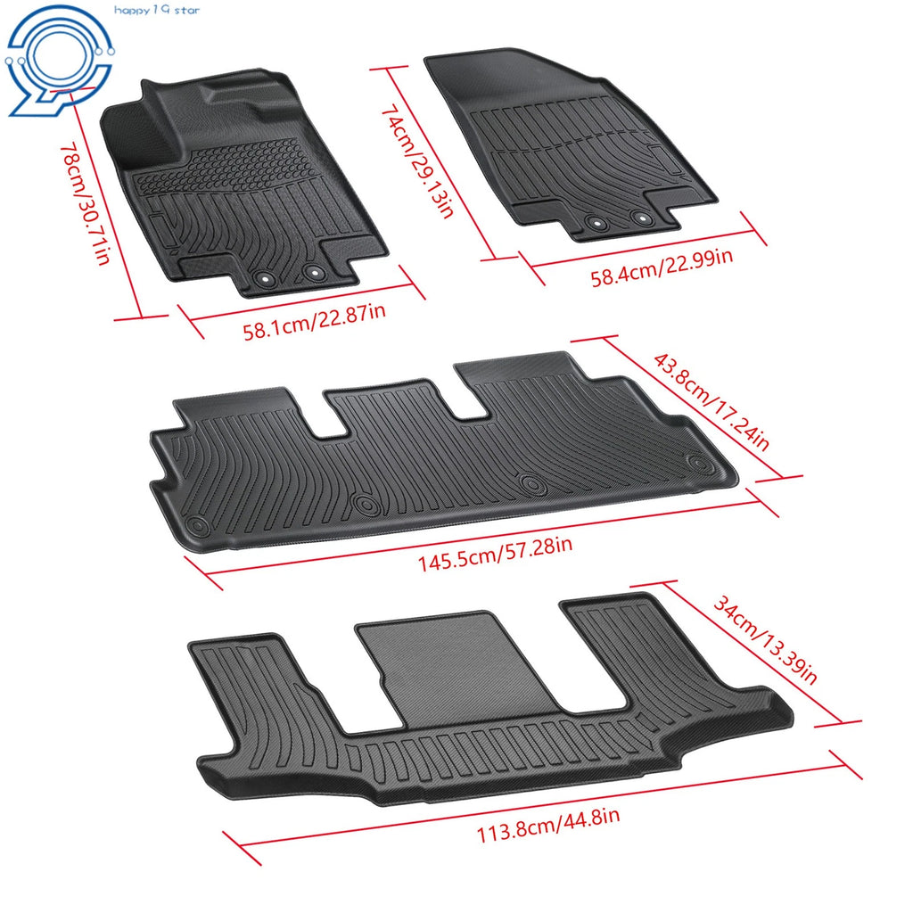 Set of 4 TPE Floor Mats for Nissan Pathfinder/Infiniti QX60 (2022–2025)