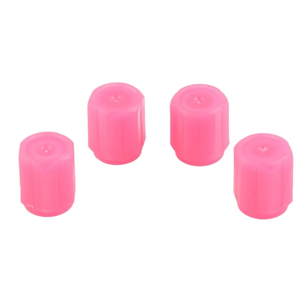 Set of 4 Tire Valve Covers for ABS Car (Luminous Pink)