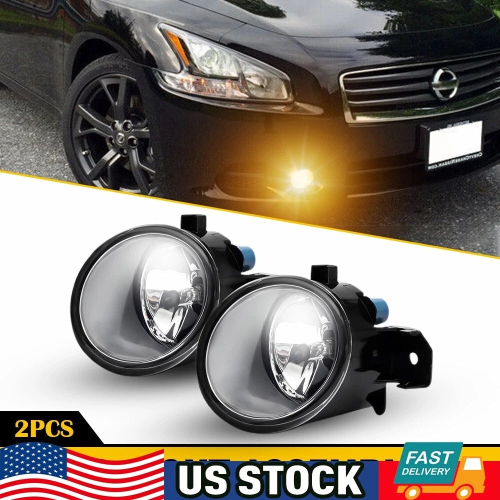 2Pc Fog Light Assembly for Nissan Rogue Maxima (YYYY–YYYY) Clear Lens