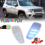 2X Clear Ice Blue LED Side Marker Lights for Jeep Renegade (2015–2023)