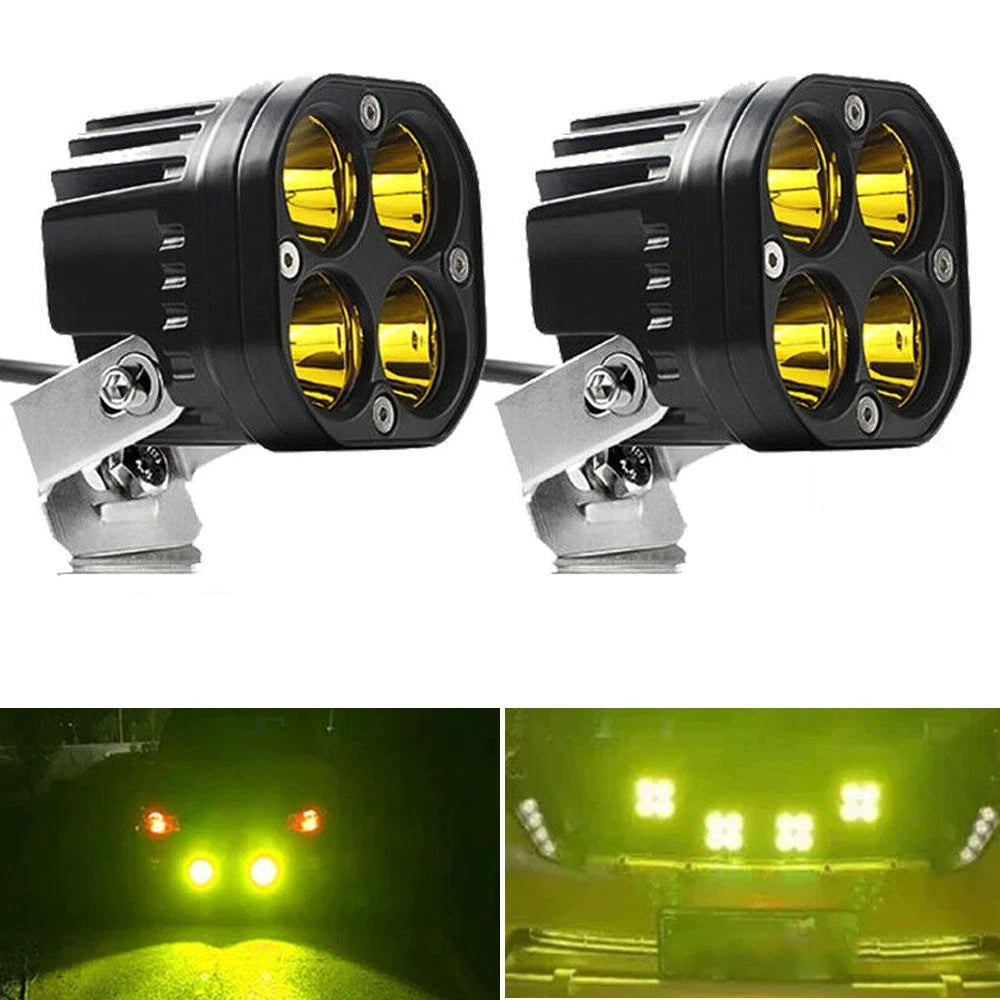 2X Yellow 3-Inch LED Cube Pods Work Light for SUV