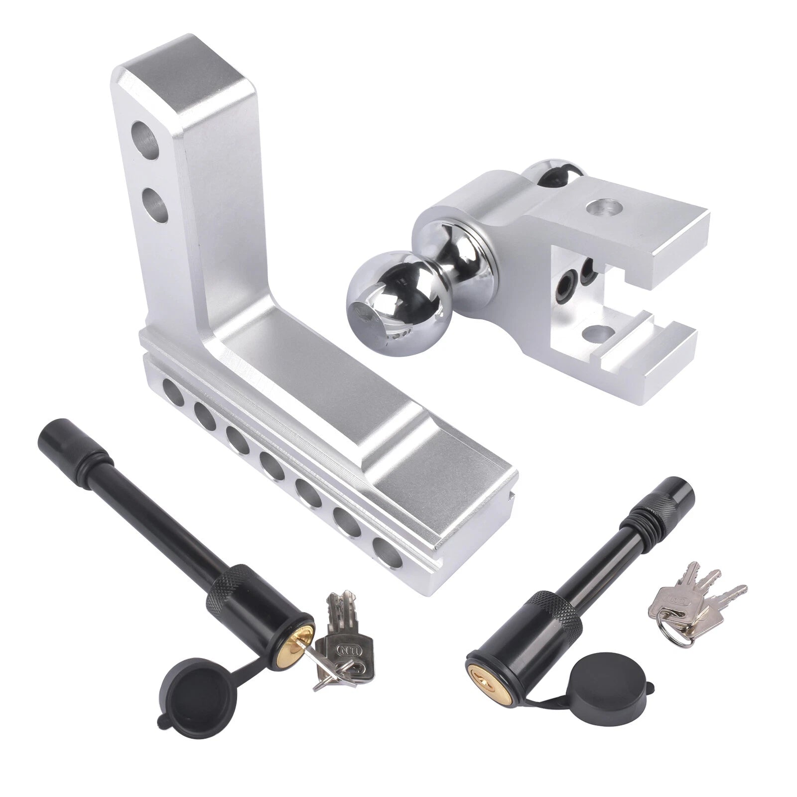 Adjustable Aluminum Trailer Hitch Set for 2" Receiver (6-Inch Drop)
