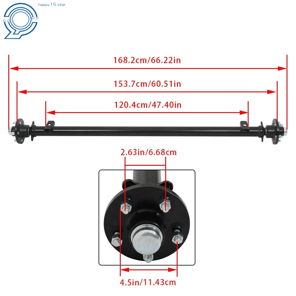 Trailer Axle for 3500 lbs (5 Lug, 4.5" Hub Face, 48" Wide Frame)