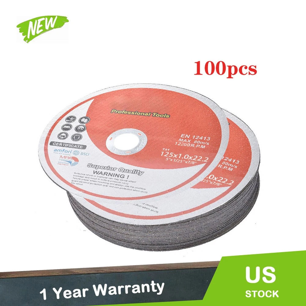 100 Pcs Cut-off Wheel 5"x0.040"x7/8" for Metal & Stainless Steel
