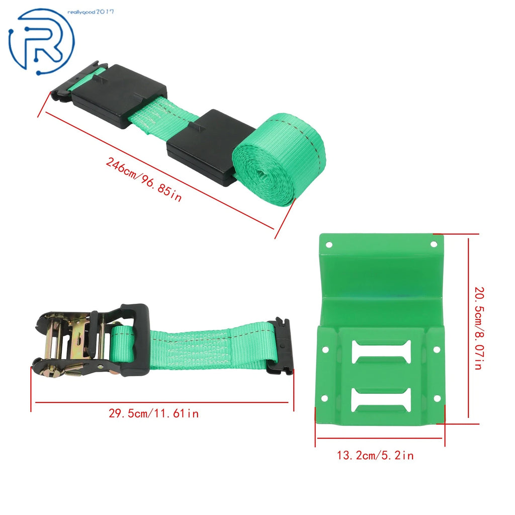 Wheel Chock Tie Down Kit for Green Car (E Track System)
