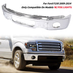 Chrome Steel Front Bumper Face Bar w/Fog Light Hole for Ford F-150 (2009–2014)