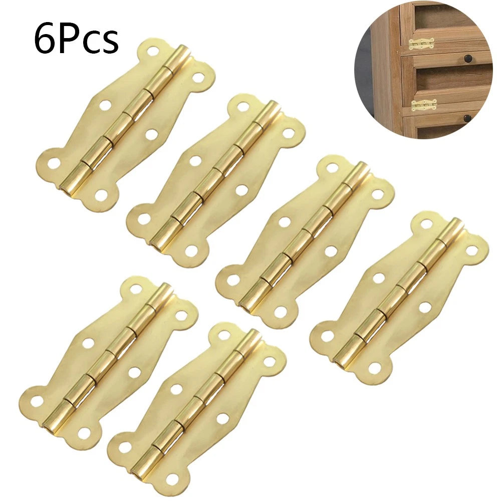 Set of 6 Wooden Box Hinges for Jewelry Box Cabinet Toolbox - Gold