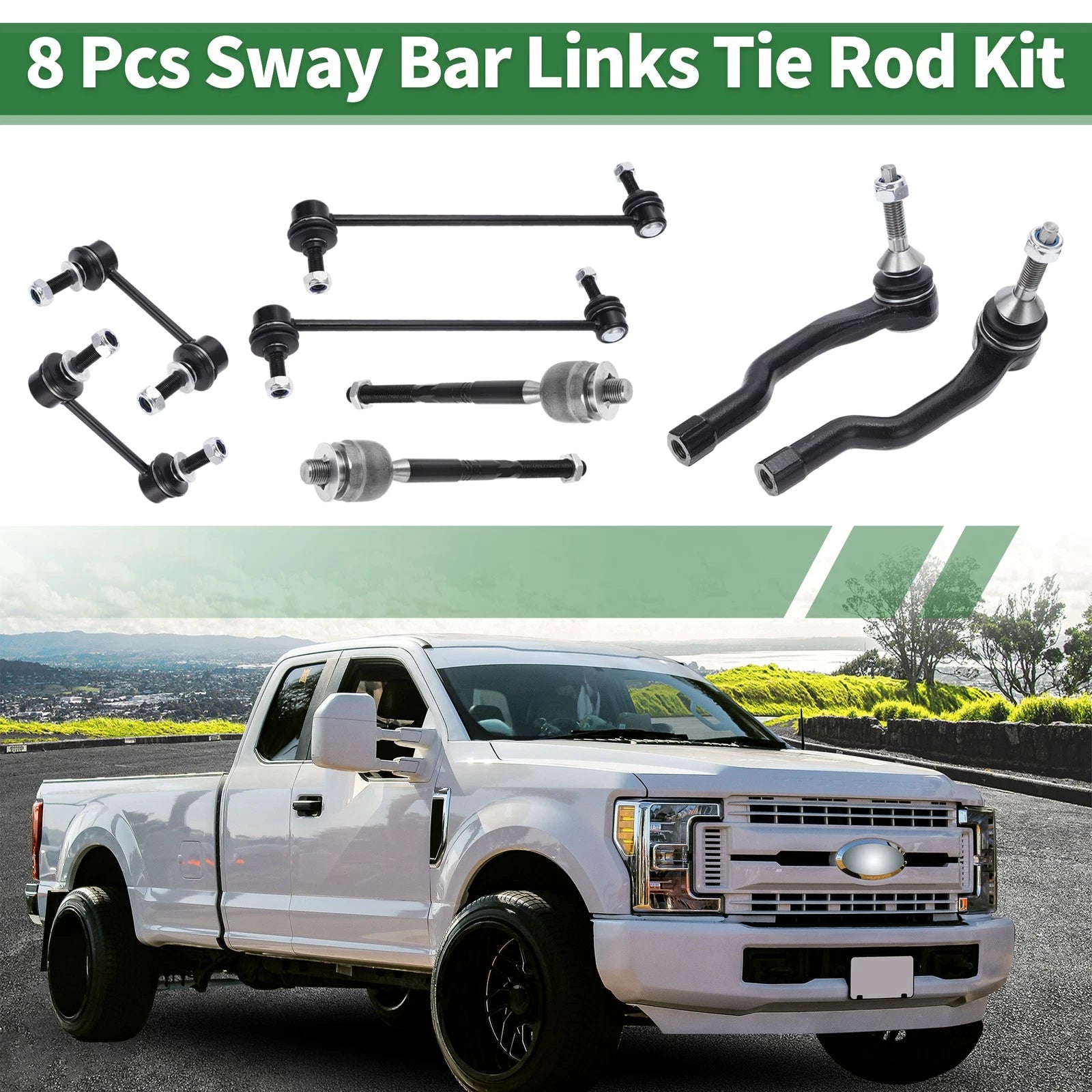 8pcs Front Suspension Kit Tie Rod End Sway Bar Link for Ford Fusion (2006–2012)