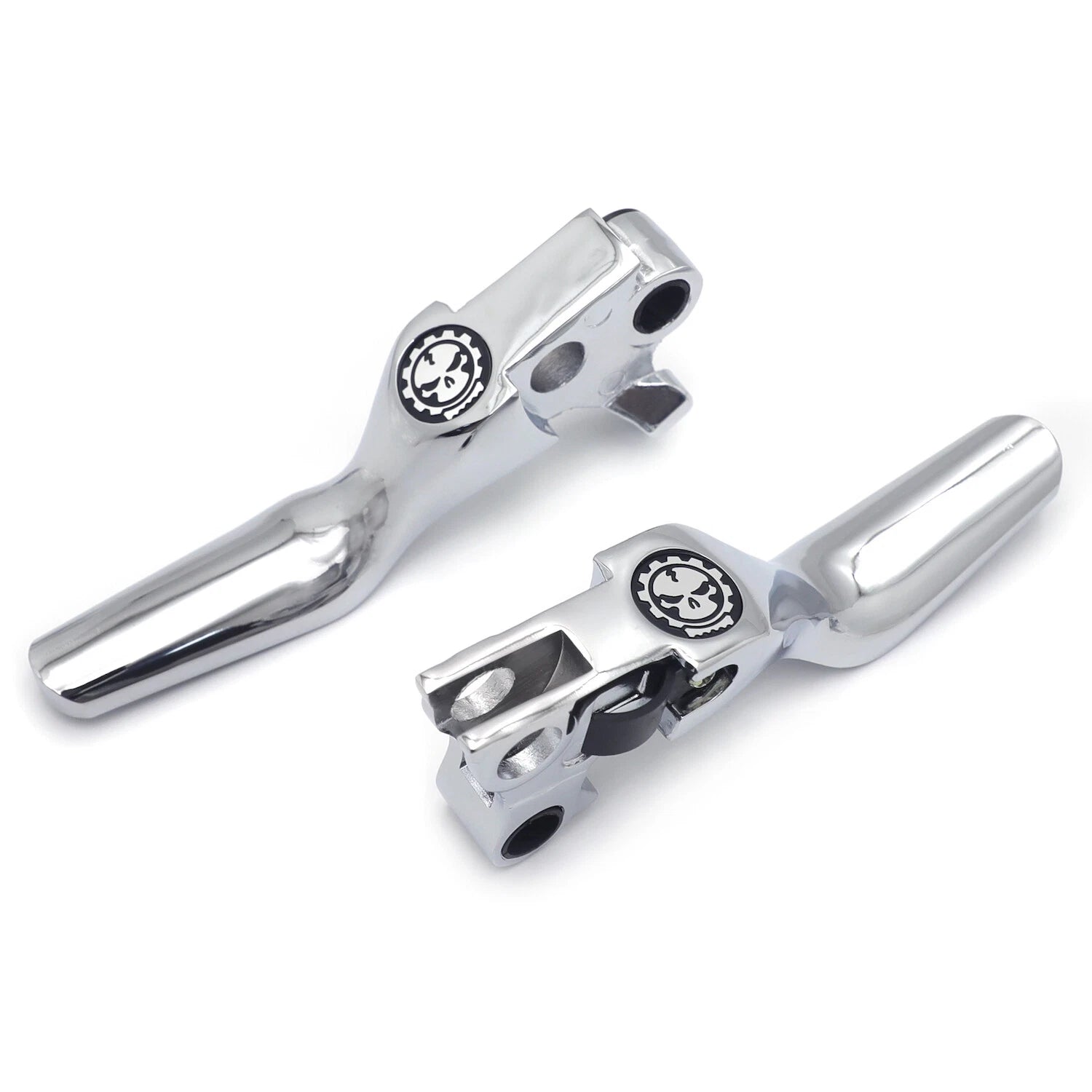 Chrome Skull Shorty Brake Clutch Levers for Harley XL/Dyna/Touring (1996–2007)