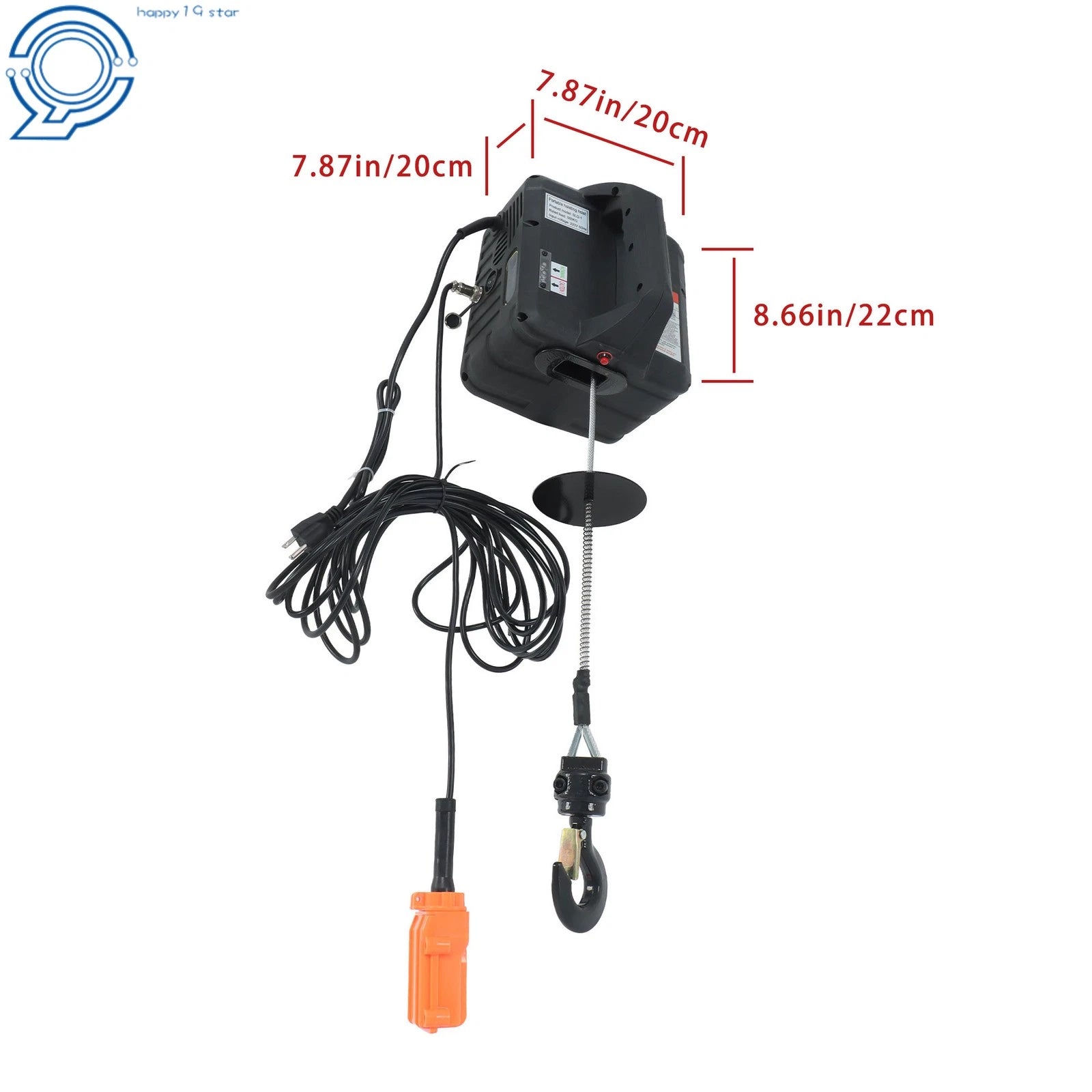 Electric Hoist Winch with Wired and Wireless Remote Control (1100 lbs)