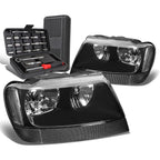 Pair of Black/Clear Signal Headlight Lamps for Jeep Grand Cherokee (1999–2004)