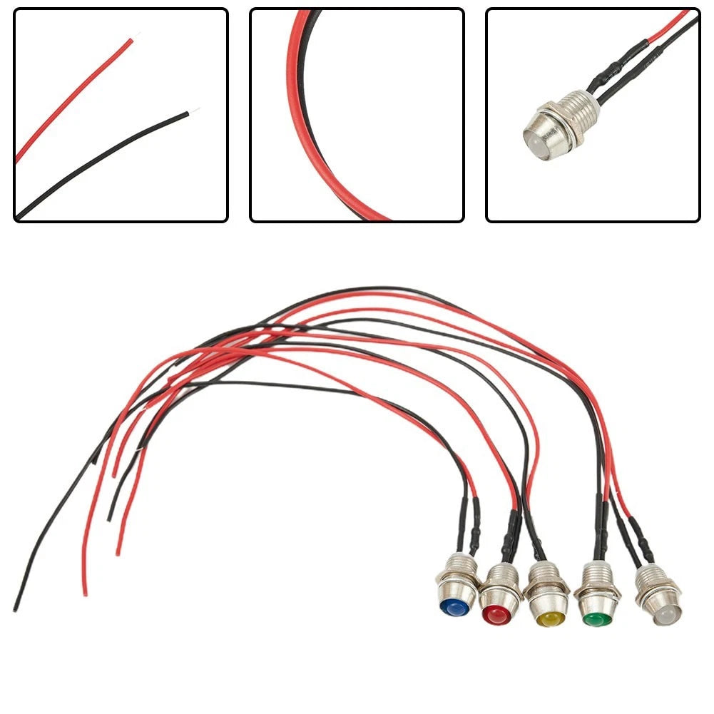 5x12V LED Indicator Light Kit for Auto Car Boat Dashboard Panel