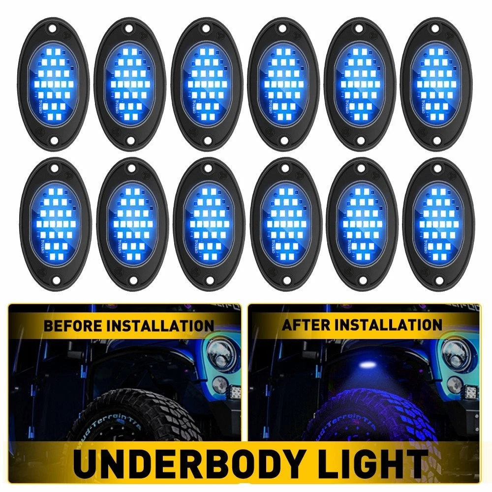 12PCS Blue LED Rock Light for Offroad SUV Pickup (Universal)